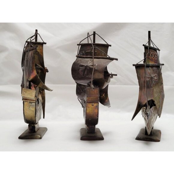 Lot of 3 Vintage Brass Ship Sculptures Nina Pinta Santa Maria - Picture 5 of 9